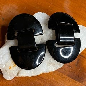 Vintage earrings 60’s Black plastic